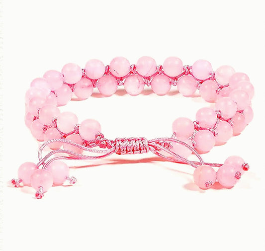 Armband Rosenquarz doppelreihig verstellbar
