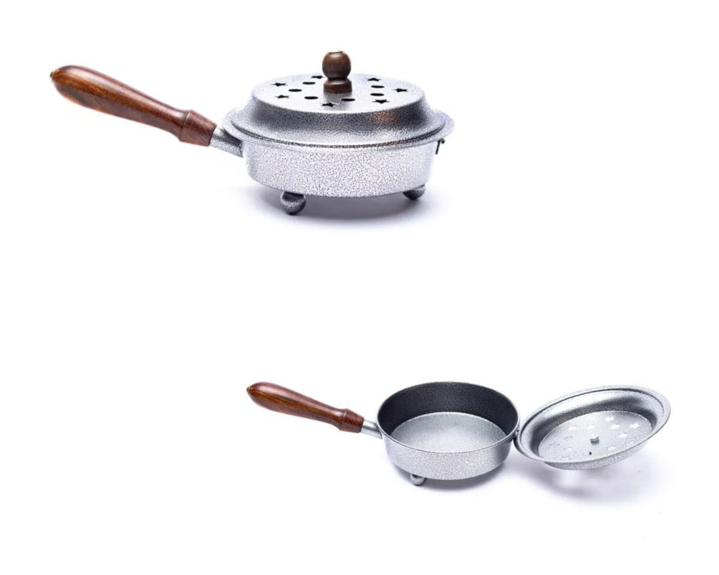 Räucherpfanne Eisen mit Holzgriff