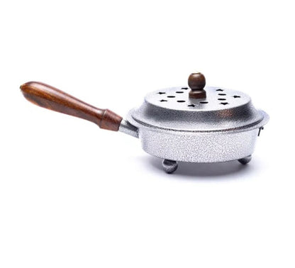 Räucherpfanne Eisen mit Holzgriff